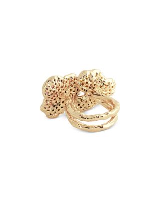 Pavé Double Orchid Ring in 18K Gold Plated