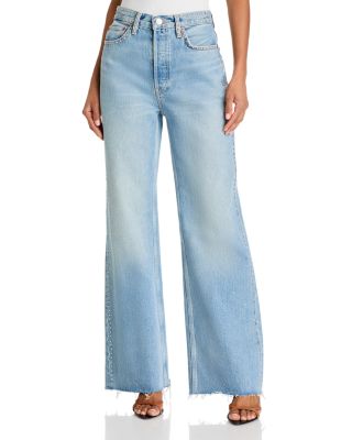 RE/DONE - 70s Studded Ultra High Rise Straight Jeans in 60s Faded Stud