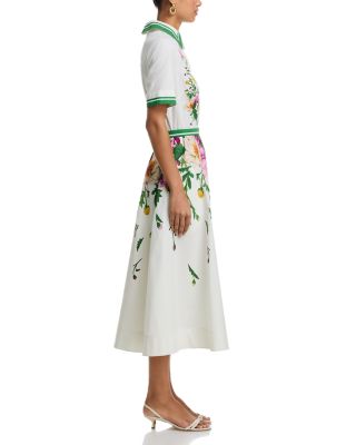 Cotton Flower Print Shirt Dress