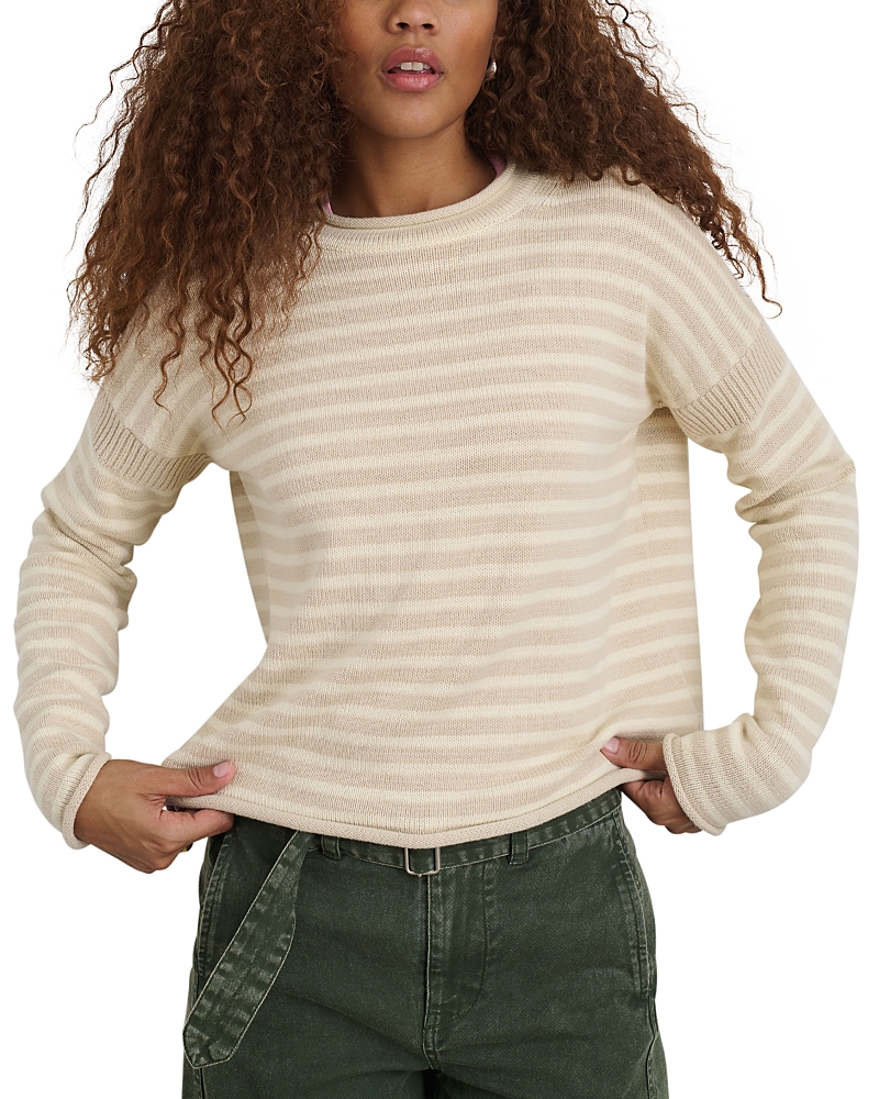 Alex Mill Mariner Striped Roll Neck Sweater In Light Bone