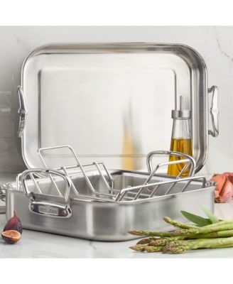 Provisions 16.5-Inch Clad Stainless Steel Roaster with Rack, Large