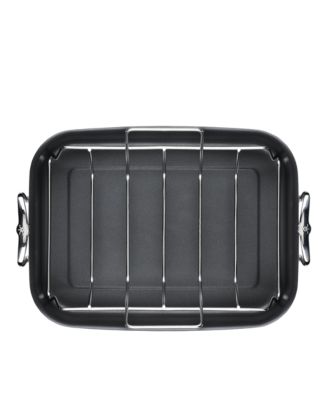 Provisions 14.5-Inch Clad Stainless Steel Nonstick Roaster with Rack, Small