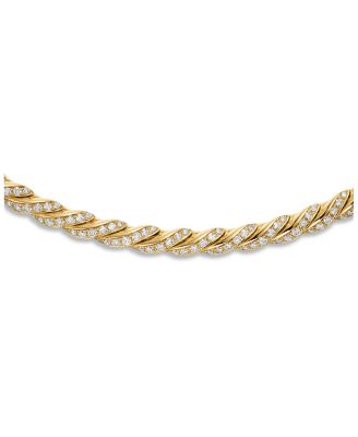 Sculpted Cable Flex Necklace in 18K Yellow Gold with Diamonds, 5mm
