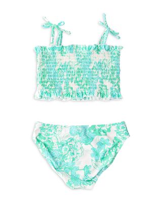Girls' 2 Piece Charming Rose Floral Smocked Bikini - Little Kid, Big Kid