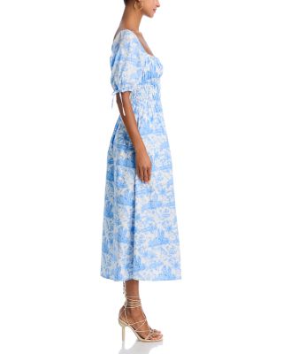 Palm Toile Midi Dress - Exclusive