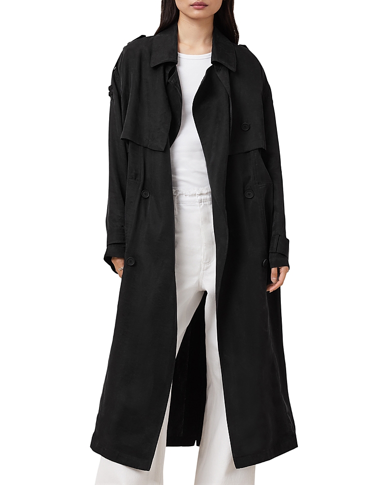 Allsaints Linnie Trench Coat In Black