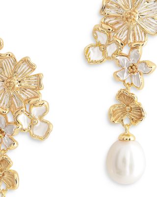Bloom Cultured Freshwater Pearl Drop Earrings in 18K Gold Plated - Exclusive