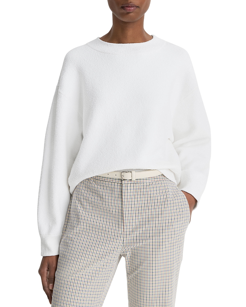Shop Vince Structured Boucle Sweater In Optic White