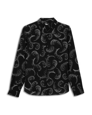 Printed Long Sleeve Button Front Shirt