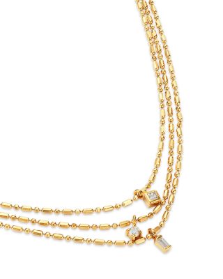 14K Yellow Gold Paris Diamond Mixed Cut Layered Pendant Necklace, 16-18"
