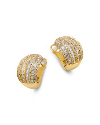 Bloomingdale's Fine Collection - Diamond Round & Baguette Dome Earrings in 14K Yellow Gold, 1.0 tcw