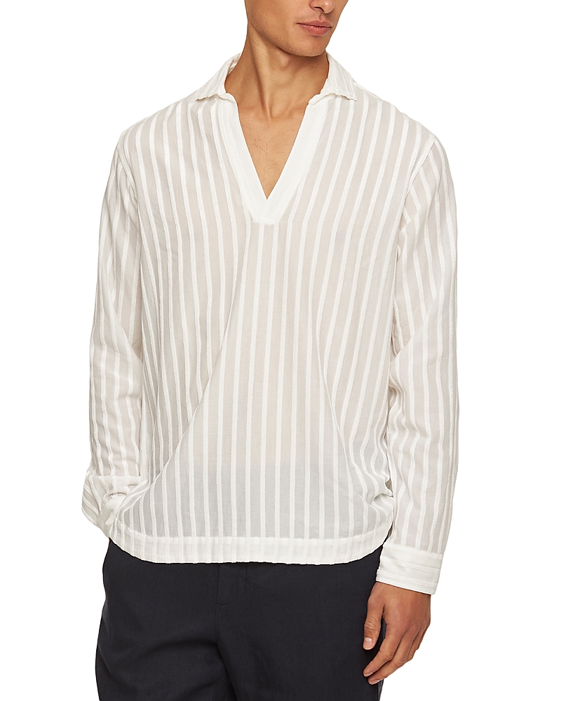Orlebar Brown Ridley Tonal Chenille Stripe Shirt In White