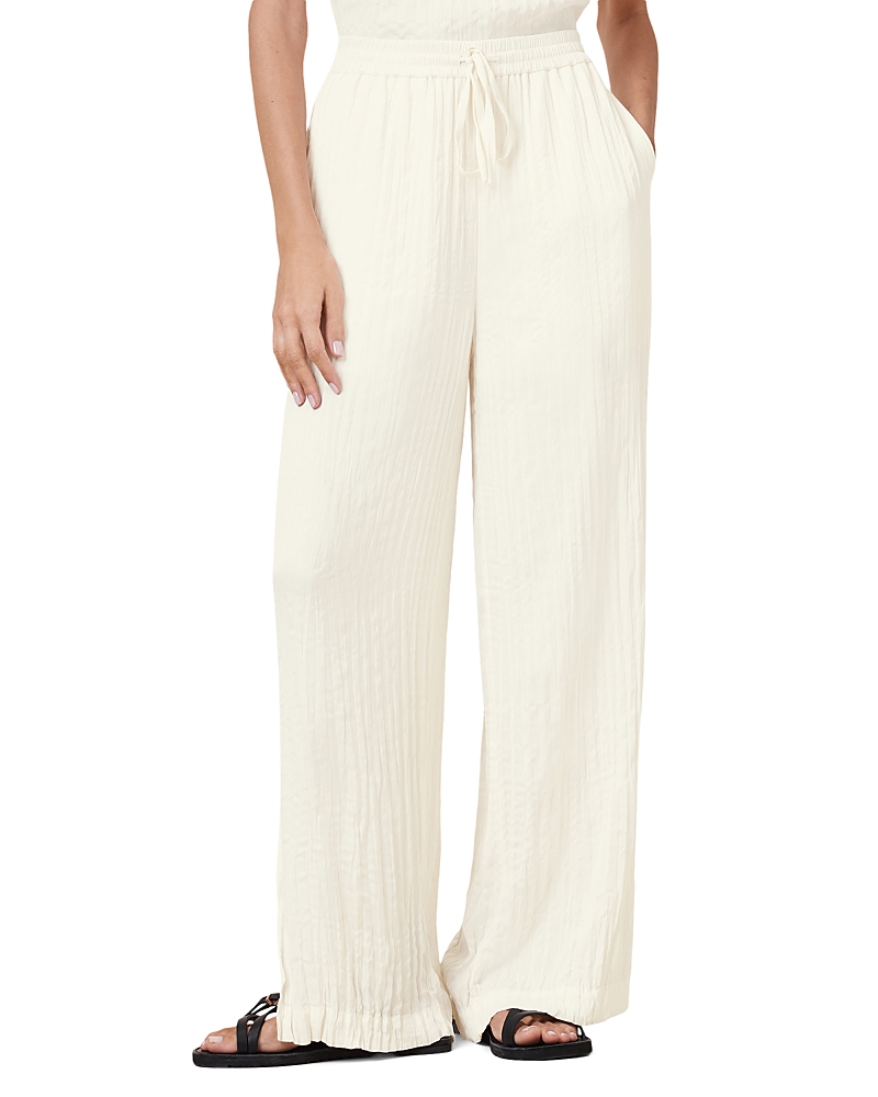 Allsaints Womens Caramin Crinkled-texture Woven Trousers Gardenia Cream In Gardenia Cream