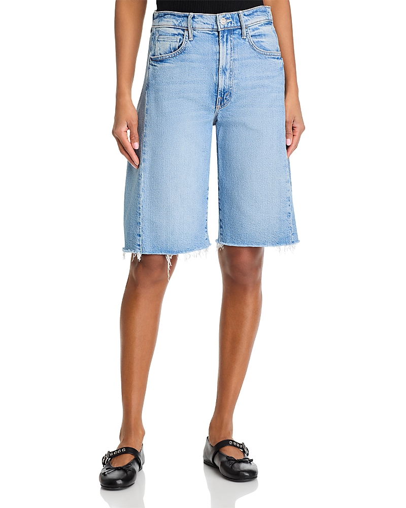 Mother The Half-pipe Frayed Hem Denim Bermuda Shorts