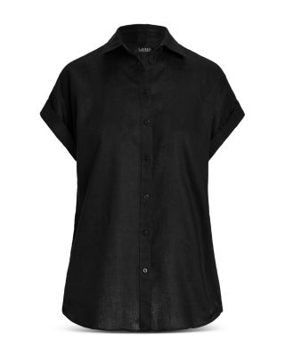 Linen Dolman Sleeve Button Down Shirt, Regular & Petite