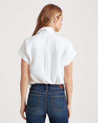 Linen Dolman Sleeve Button Down Shirt, Regular & Petite