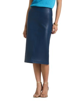 St. John - Double Face Nappa Leather Skirt