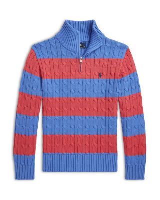 Boys' Striped Cotton Quarter-Zip Sweater - Little Kid, Big Kid