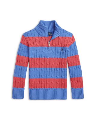 Ralph Lauren - Boys' Striped Cotton Quarter Zip Sweater - Little Kid