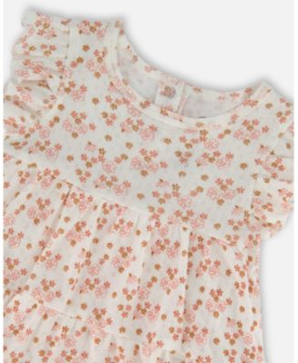 Girls' Organic Cotton Pointelle Romper Printed - Baby