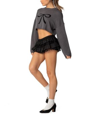 Knit Bow Cropped Sweater