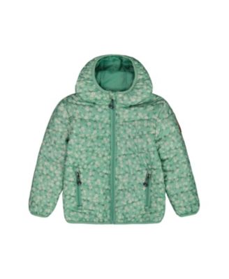 Deux par Deux - Girls' Printed Quilted Mid-Season Jacket Small Flowers on Background - Little Kid