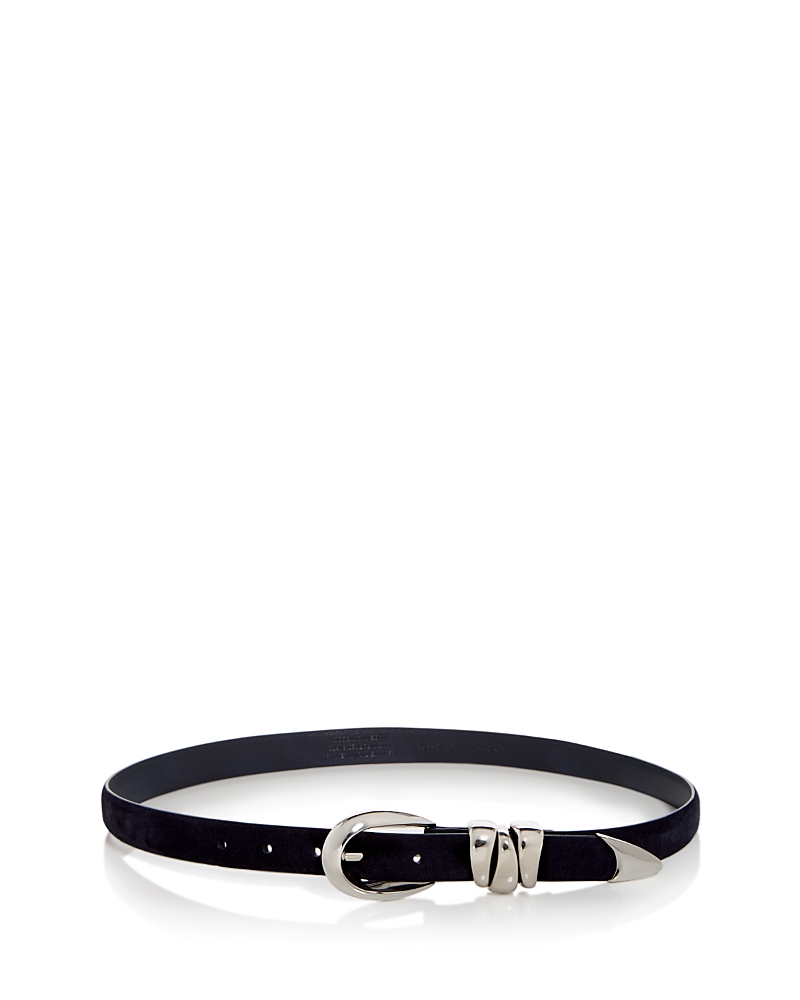 Madewell Chunky Metal Leather Belt In Navy