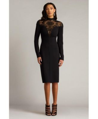 Ebony Deep V Illusion Dress