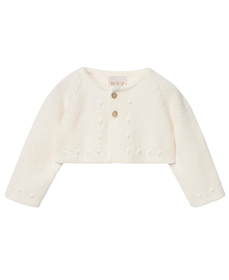 Paz Rodriguez Unisex Esencial Cotton Short Cardigan - Baby In Cream