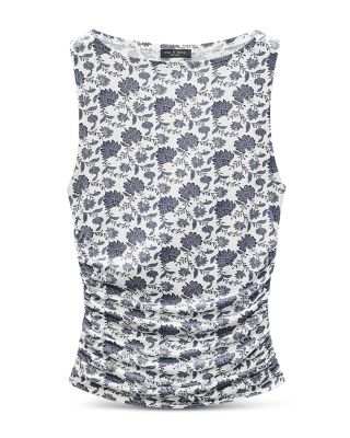 Luca Printed Shirred Top