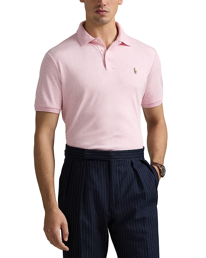 Polo Ralph Lauren Classic Fit Solid Pink Cotton Jersey Polo In Carmel Pink Heather