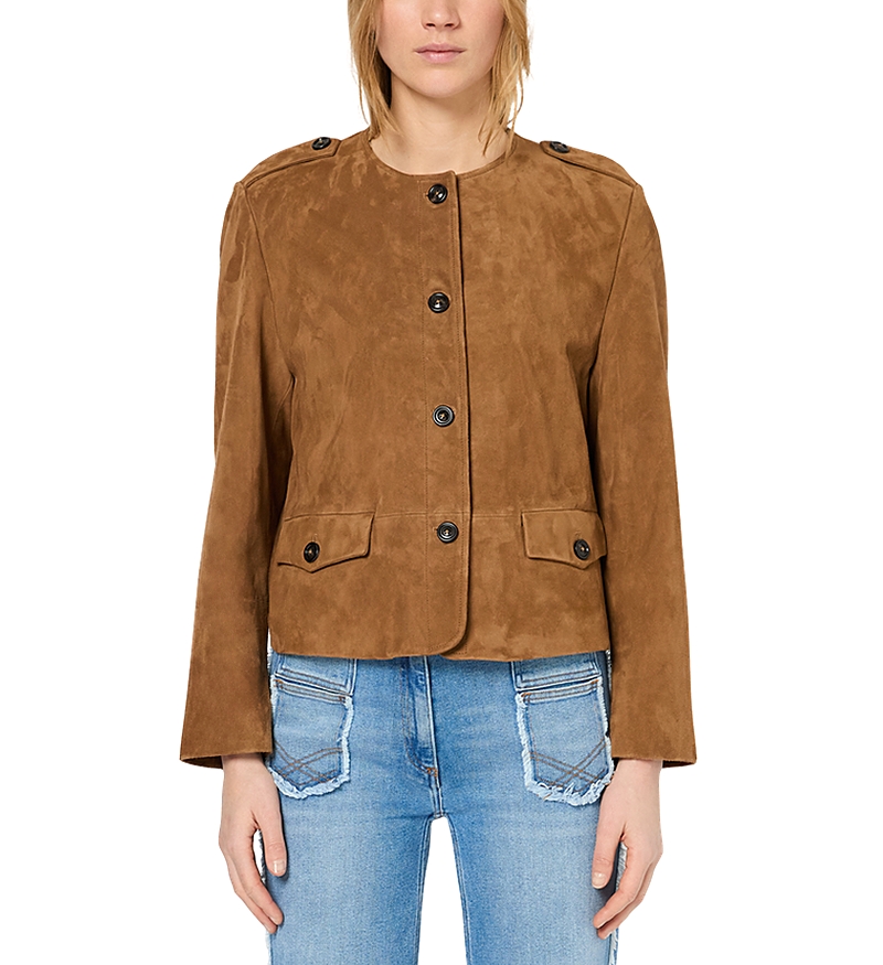 Gerard Darel Roberte Suede Jacket In Straw