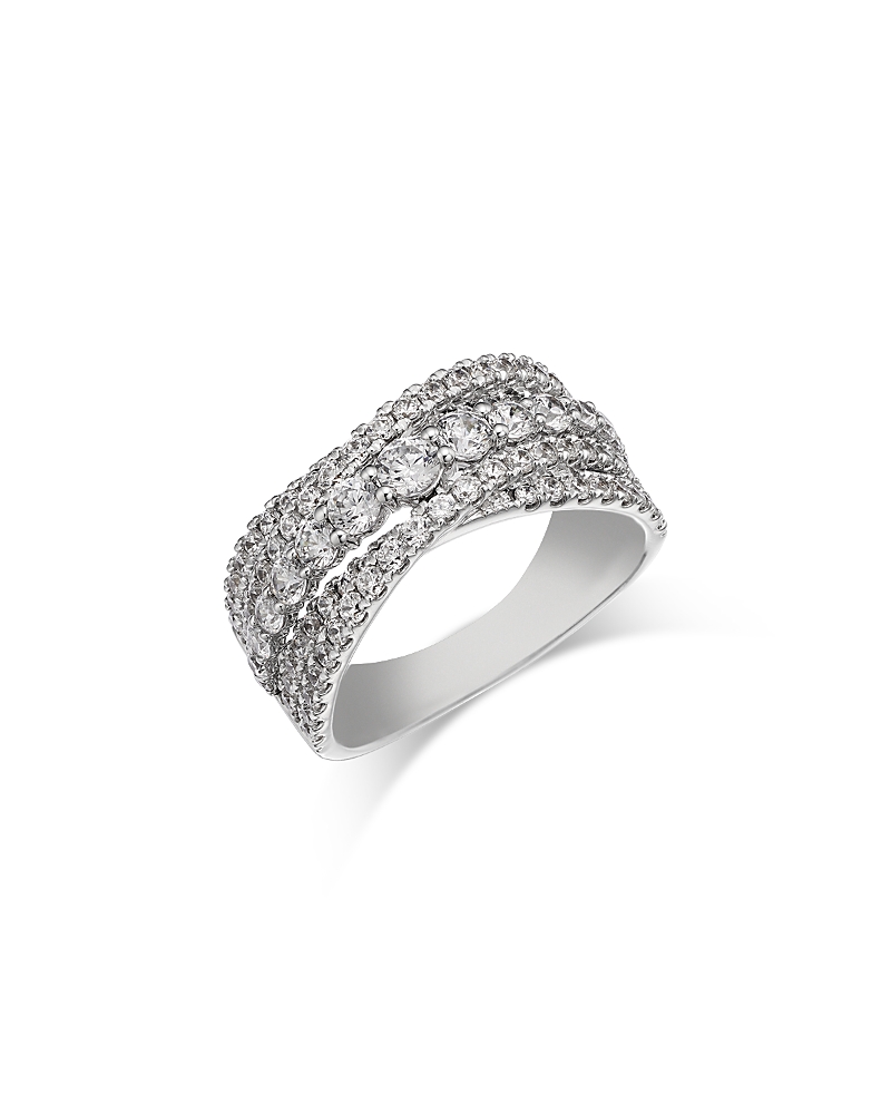 BLOOMINGDALE'S FINE COLLECTION DIAMOND CROSSOVER STATEMENT RING IN 14K WHITE GOLD, 1.5 CT. T. W.