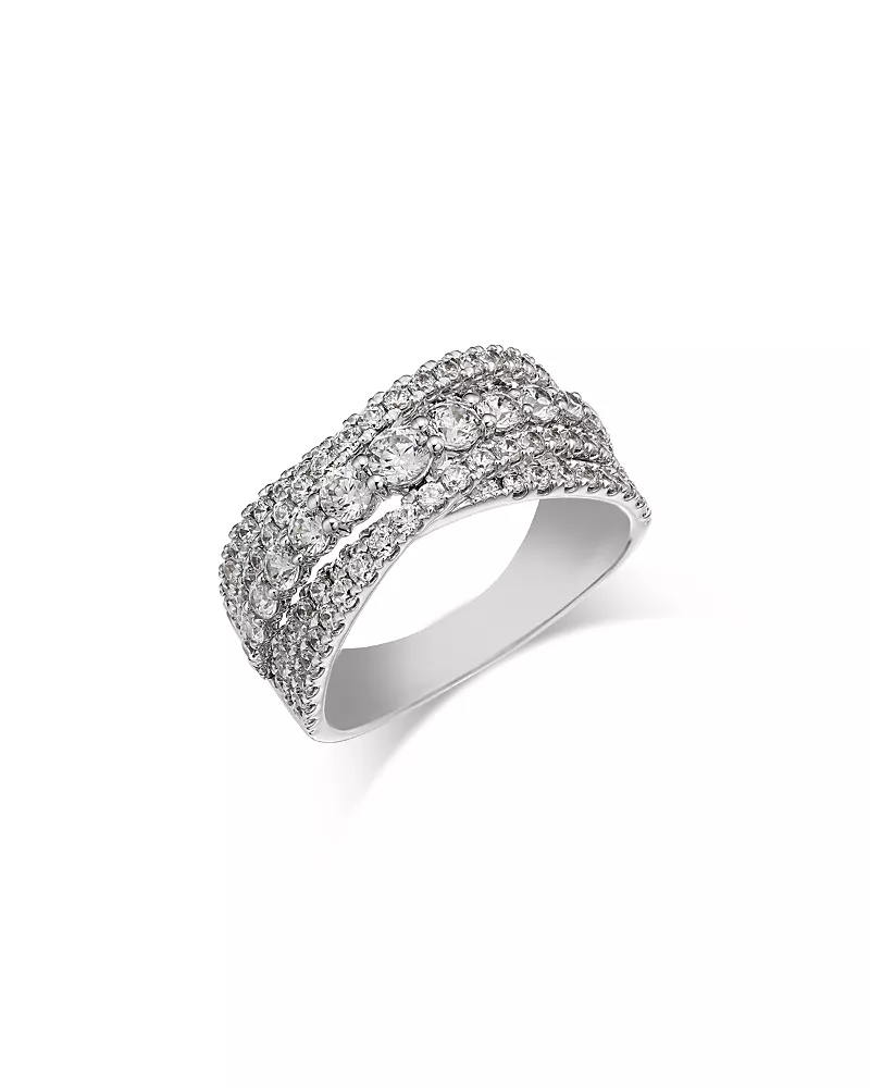 Bloomingdale's Fine Collection Diamond Crossover Statement Ring in 14K White Gold, 1.5 tcw