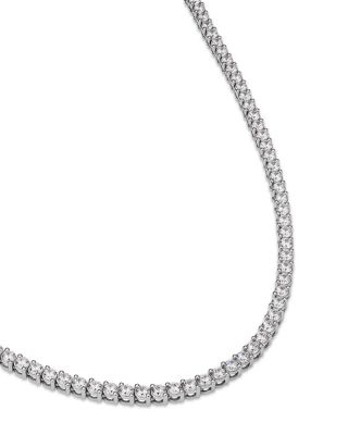 Certified Diamond Classic Tennis Necklace in 14K White Gold, 8.0 tcw
