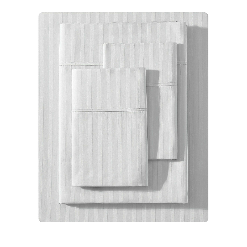 Vera Wang Dobby Stripe 4 Piece Sheet Set, King In Pale Grey