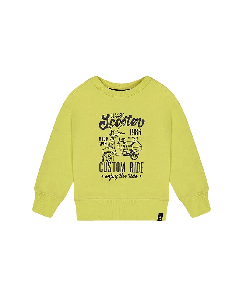 Deux Par Deux Boys' Pullover Graphic Sweatshirt - Baby In Lime Green