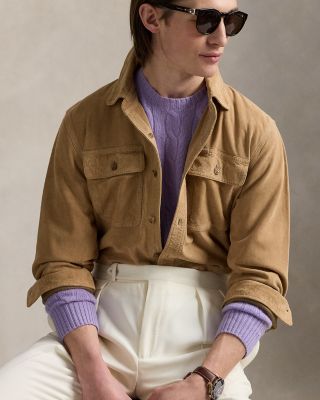 Lightweight Utilitarian Suede Shirt Jacket