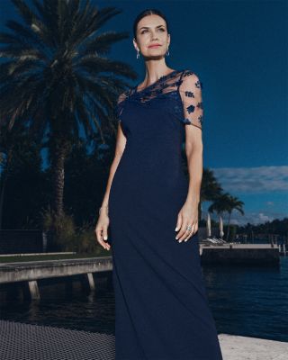 Beaded Twist Overlay Gown