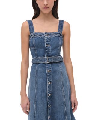 Alba Square Neck Denim Midi Dress