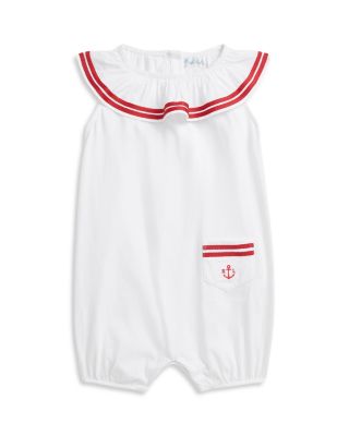 Ralph Lauren - Girls' Striped Trim Cotton Bubble Shortall - Baby
