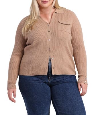 Plus Size Cashmere Ribbed Top with Pockets