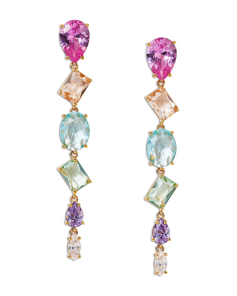 NADRI PALM SPRINGS MULTICOLOR MIXED CUT STONE LINEAR DROP EARRINGS