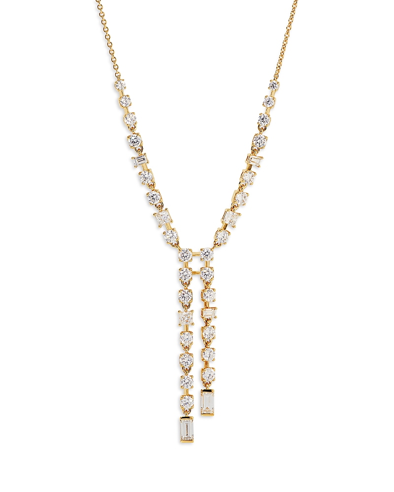 NADRI CUBIC ZIRCONIA LARIAT NECKLACE IN 18K GOLD PLATED, 16-18