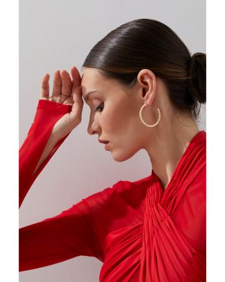 Cubic Zirconia Hoop Earrings in 18K Gold Plated