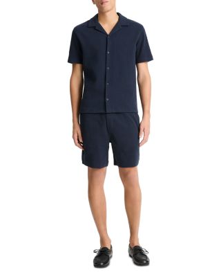 Cotton Blend Boucl&eacute; Regular Fit Button Down Camp Shirt