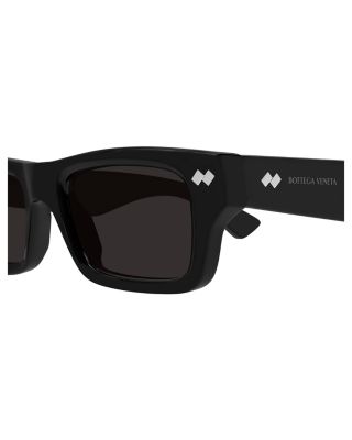 Bold Ribbon Stud Rectangular Sunglasses, 50mm