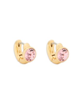 Keep Sparkling Round Stone Huggie Hoop Earrings