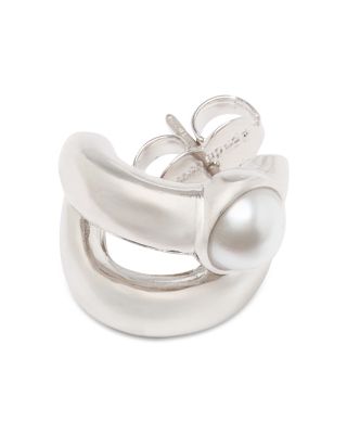 Keep Sparkling Imitation Pearl Double Huggie Hoop Earrings