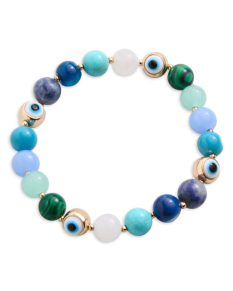 Baublebar Iman Beaded Stretch Bracelet In Gold Tone In Blue